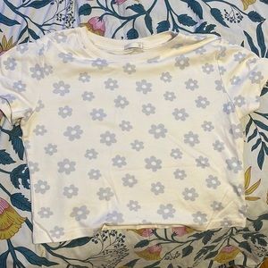 Off white/ cream top top with blue flowers print from GU